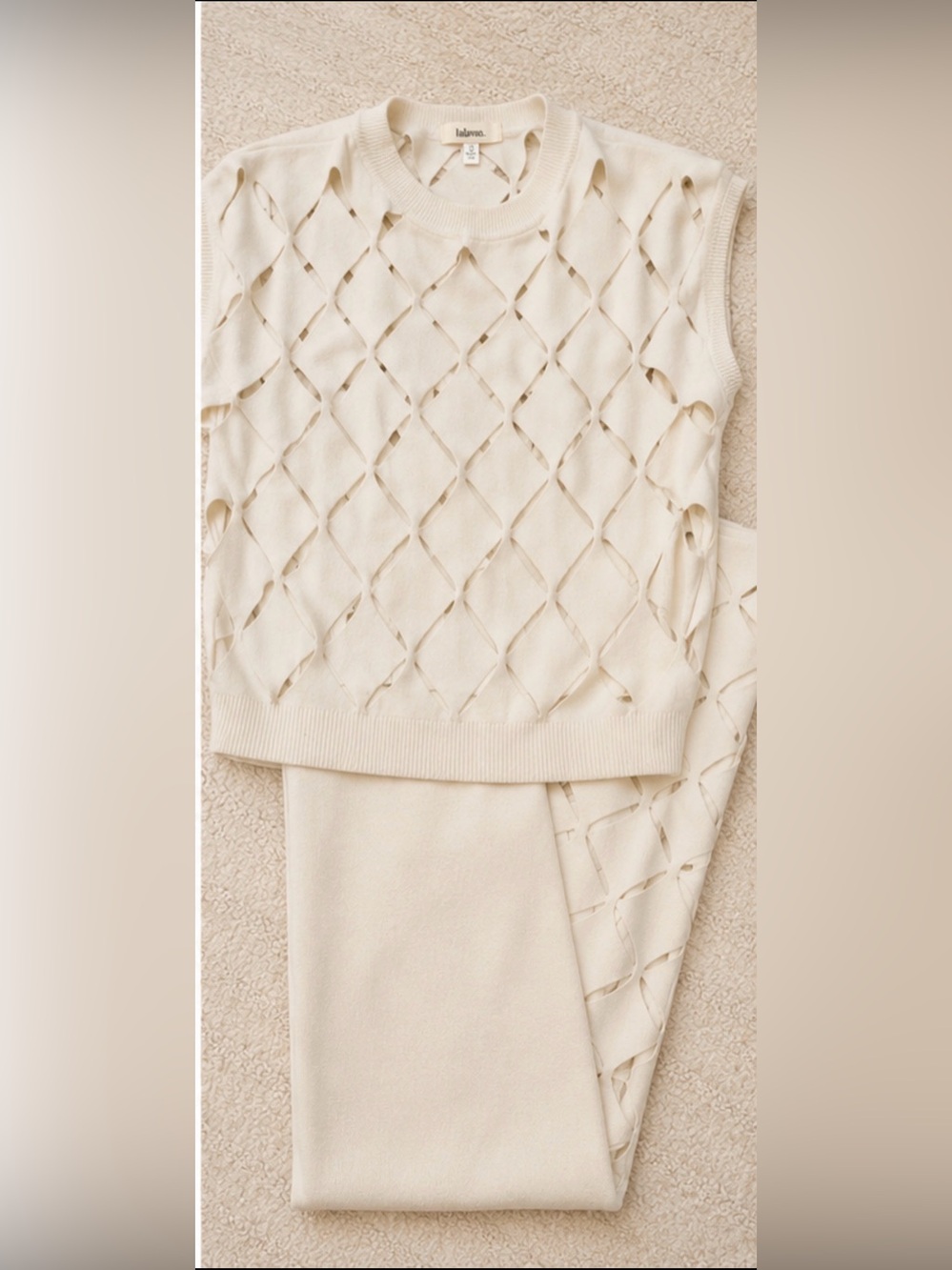 Cream Open-Knit Sweater Set